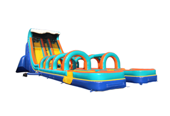 Double lane inflatable slip water slide